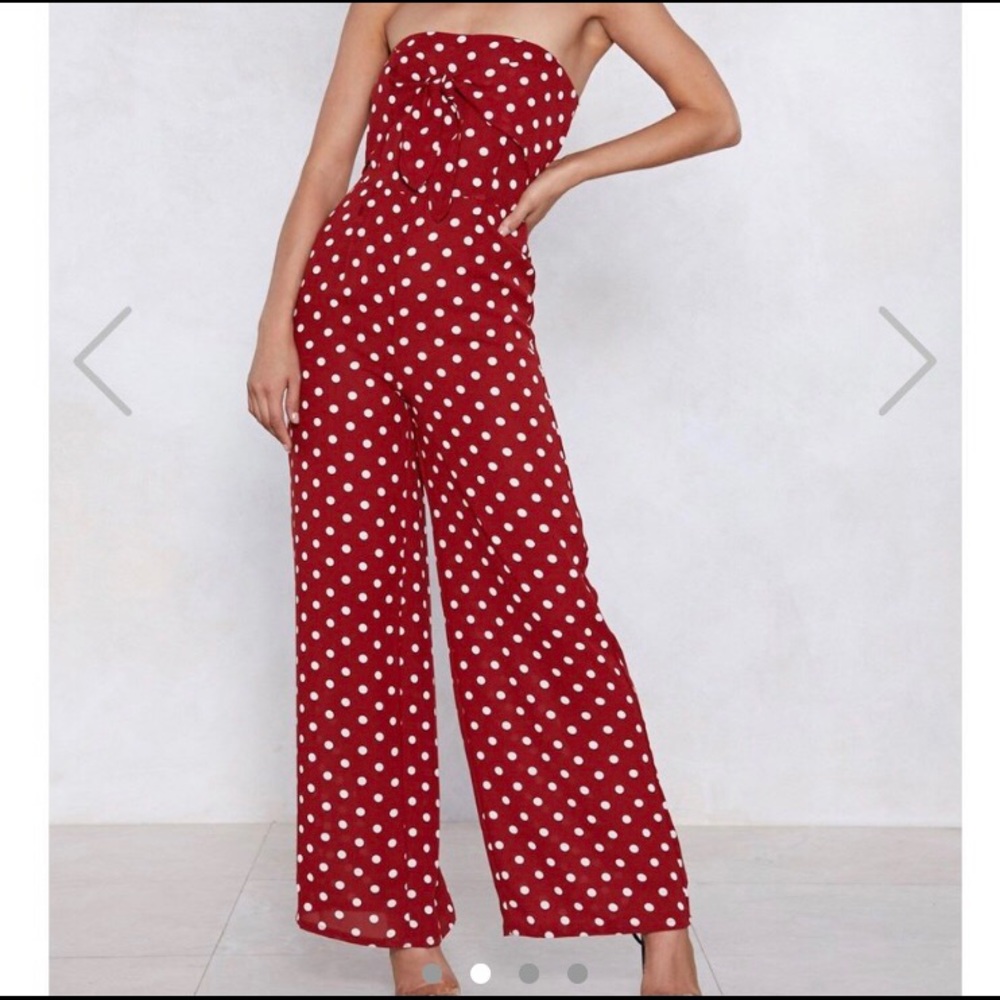 Nasty gal red polka dot jumpsuit